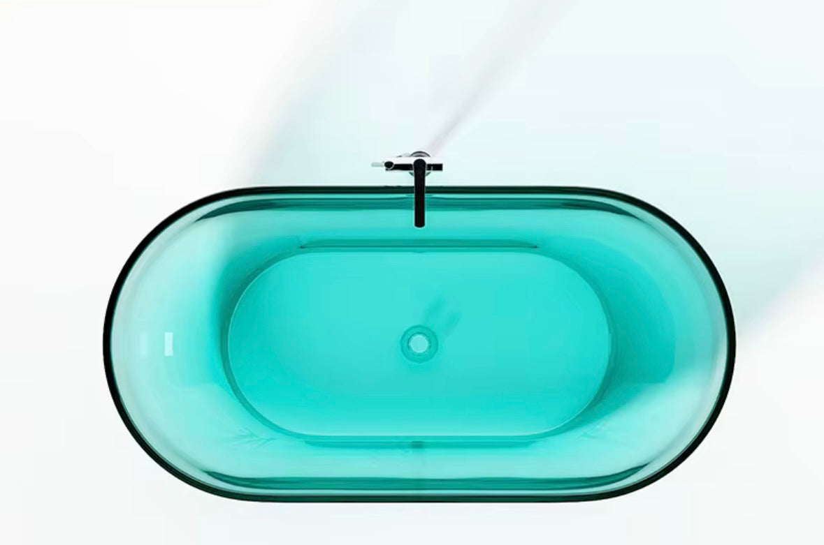 free standing transparent resin bathtub