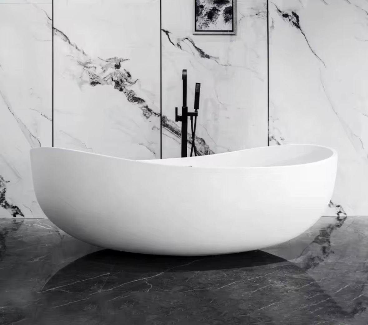 curved stone resin bathtub