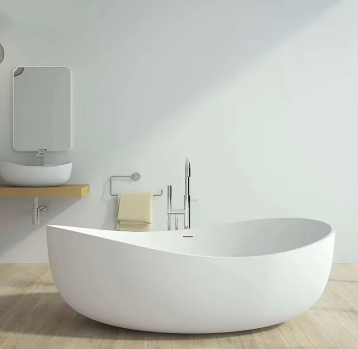 curved stone resin bathtub