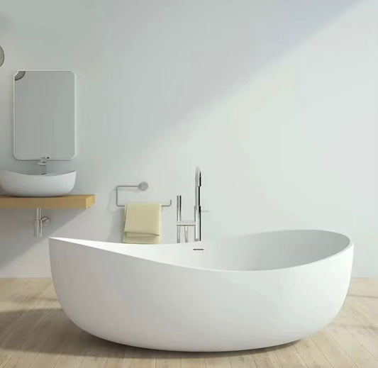 curved stone resin bathtub