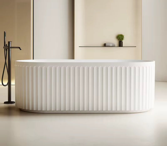 fluted stone resin design bathtub