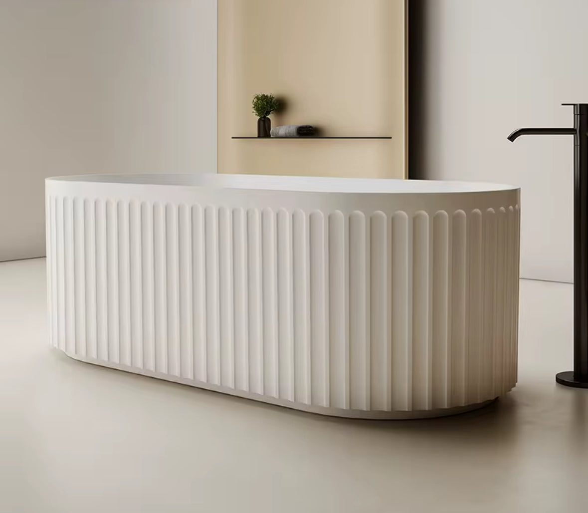 fluted stone resin design bathtub
