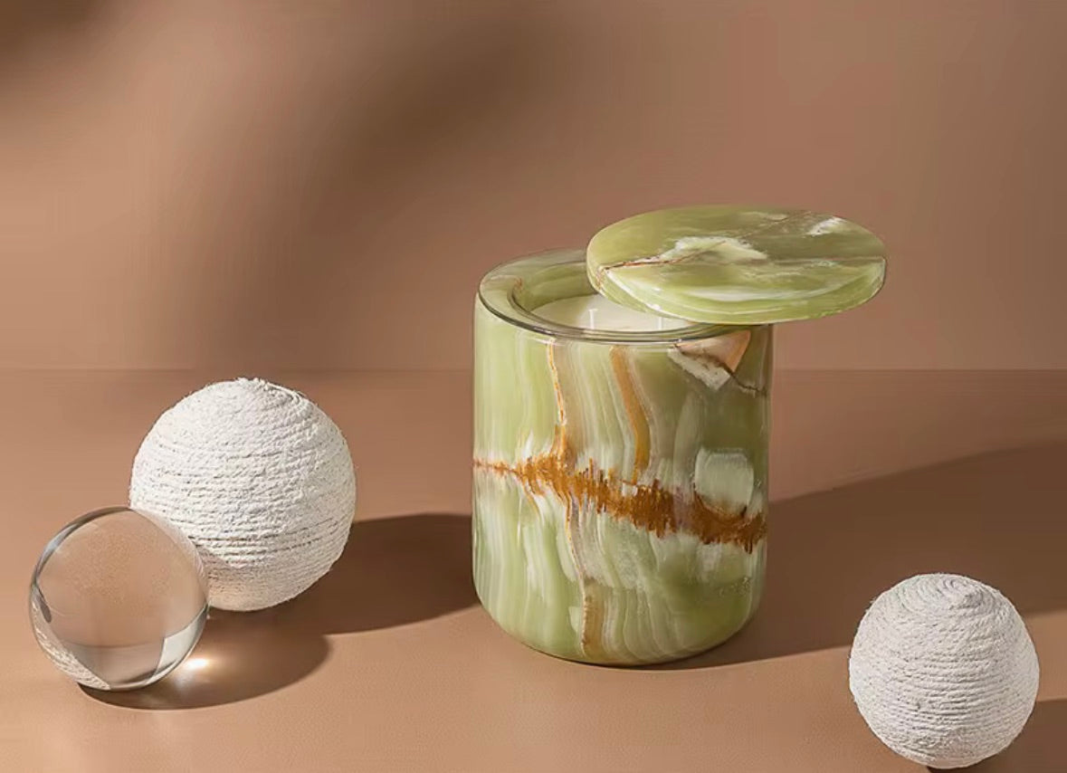 marble ancient green luxury candle holder