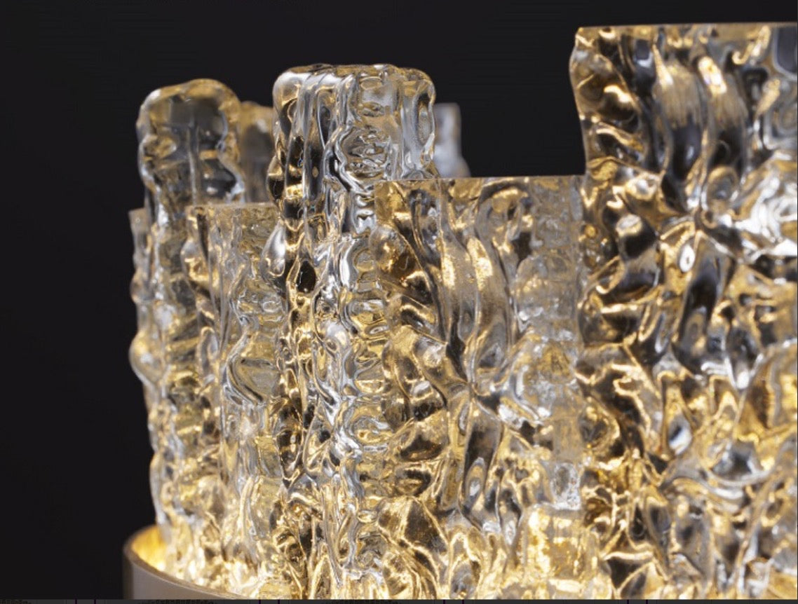 Gold Chandelier with Rock-Style Crystals