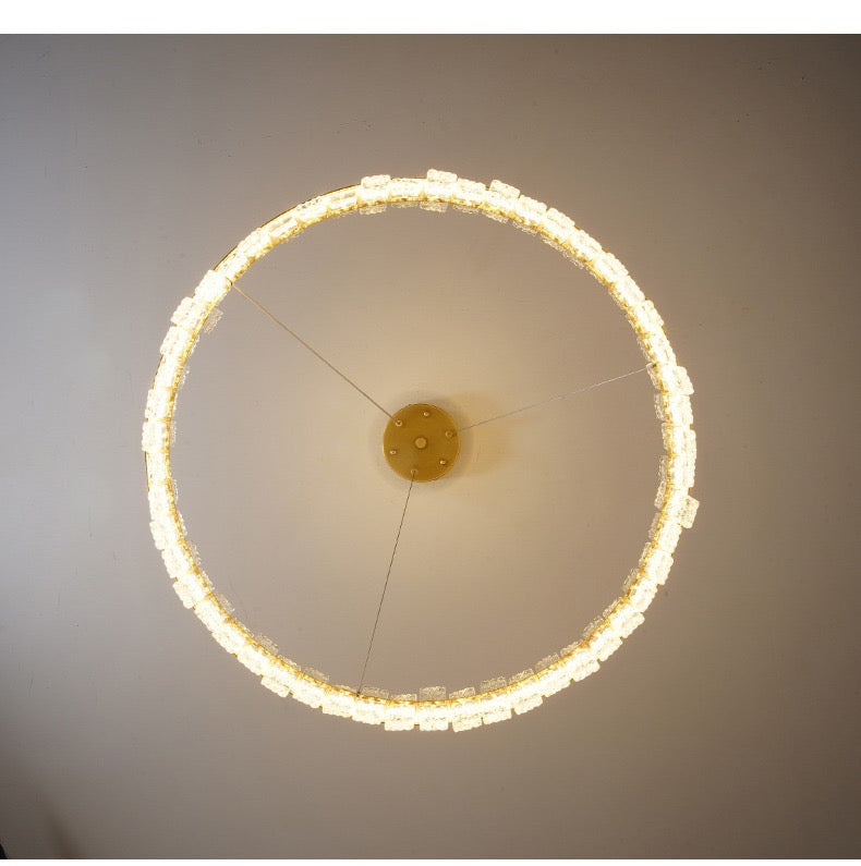 Gold Chandelier with Rock-Style Crystals