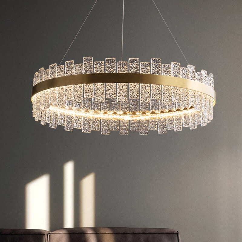 Gold Chandelier with Rock-Style Crystals