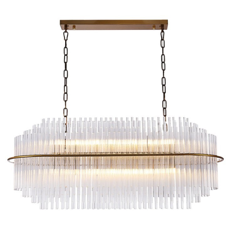 Modern Gold & Crystal Linear Chandelier