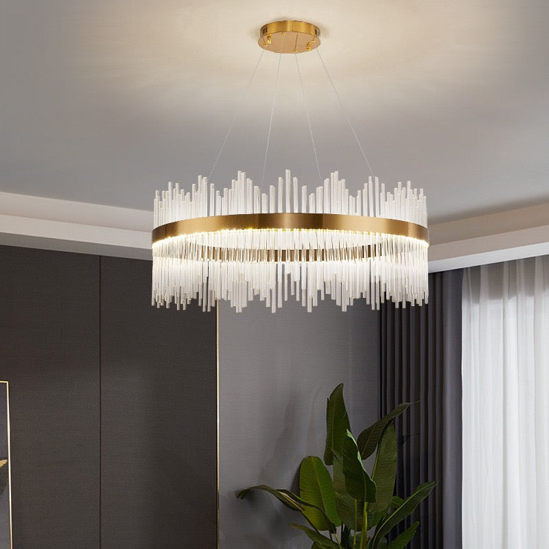 Modern Gold Round Crystal Chandelier