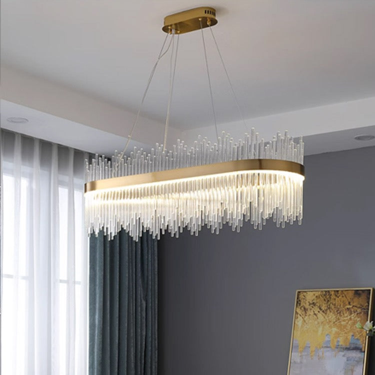 Modern Oval Gold Crystal Chandelier