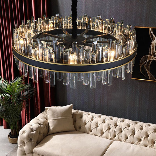 black & gold rimmed modern chandelier