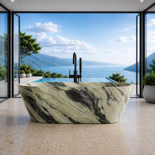 Rainforest Green Freestanding Marble Bathtub