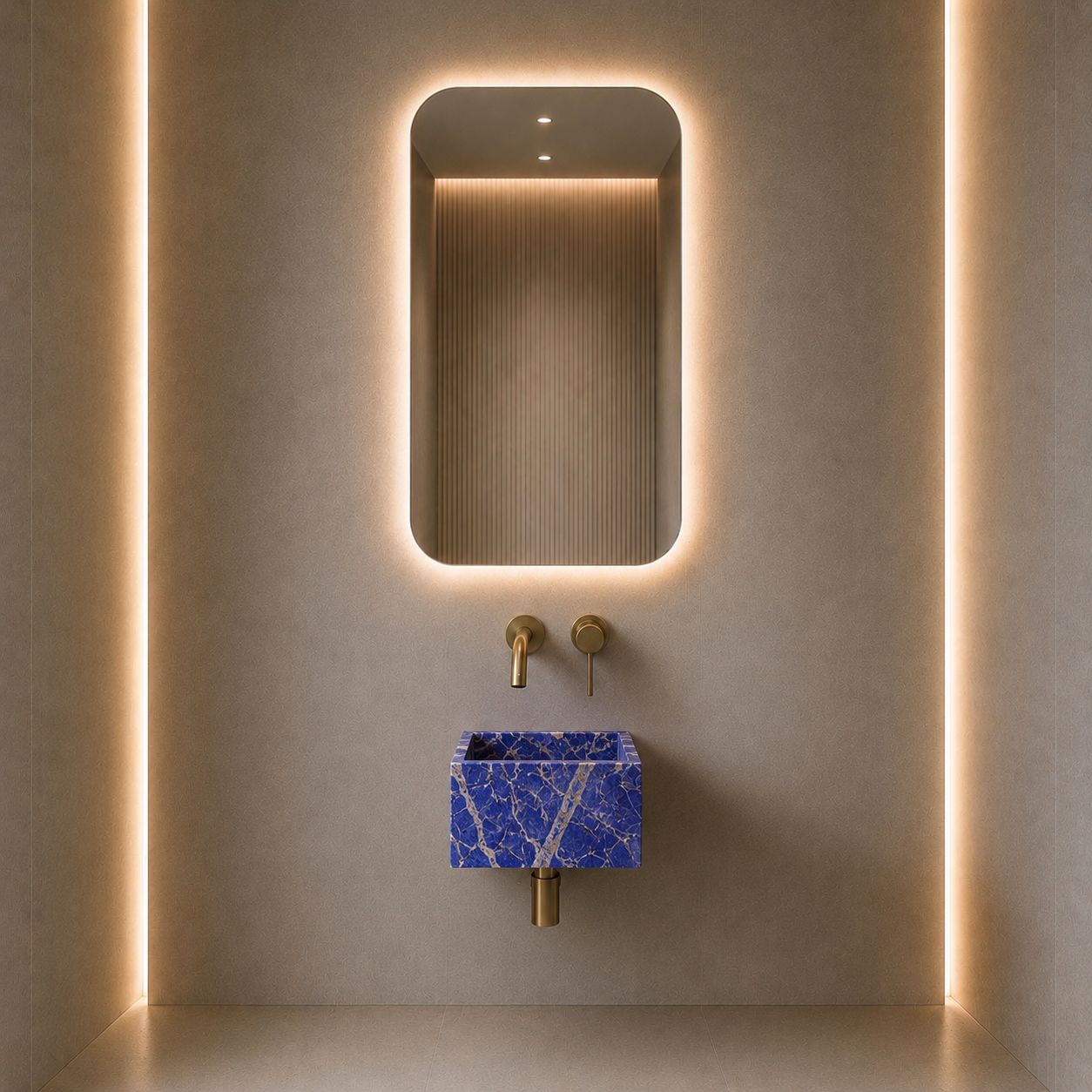 Bolivian Blue Wall Mounted Marble Basin