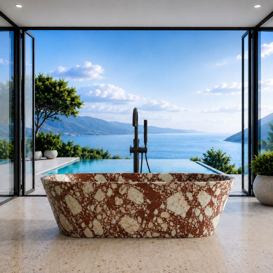 Bulgari Red Freestanding Marble Bathtub