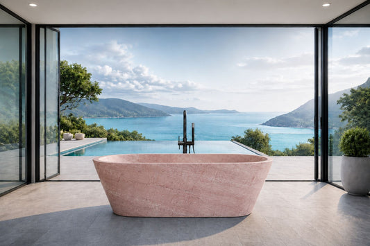 Rose Creme Freestanding Marble Bathtub