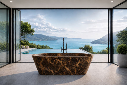 Dark Emperador Freestanding Marble Bathtub