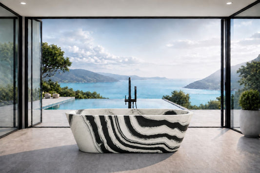Panda White Freestanding Marble Bathtub