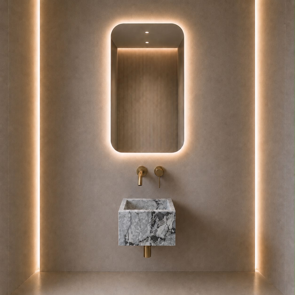Calacatta Blue Wall Mounted Marble Basin
