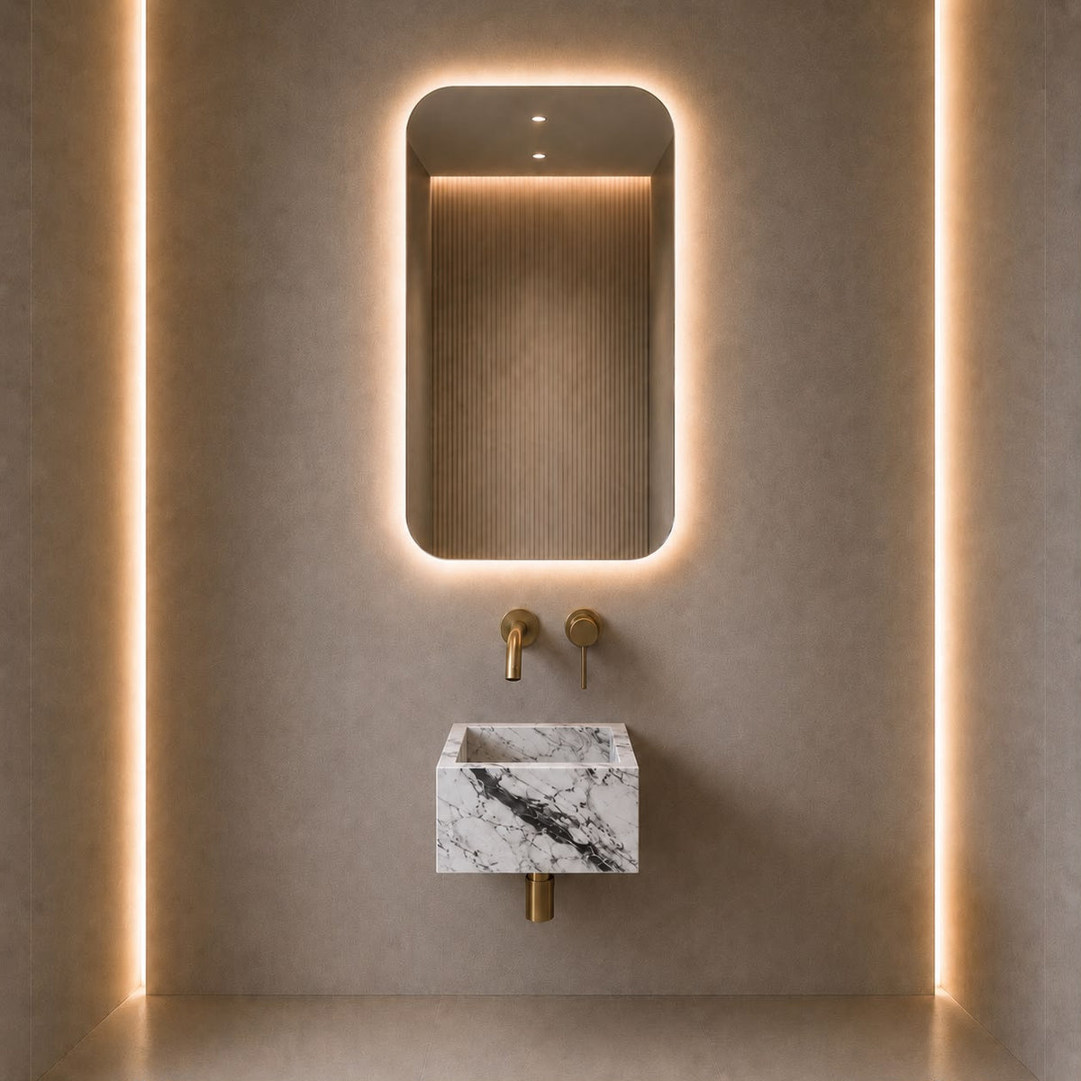 Arabescato Corchia Wall Mounted Marble Basin – product view 1