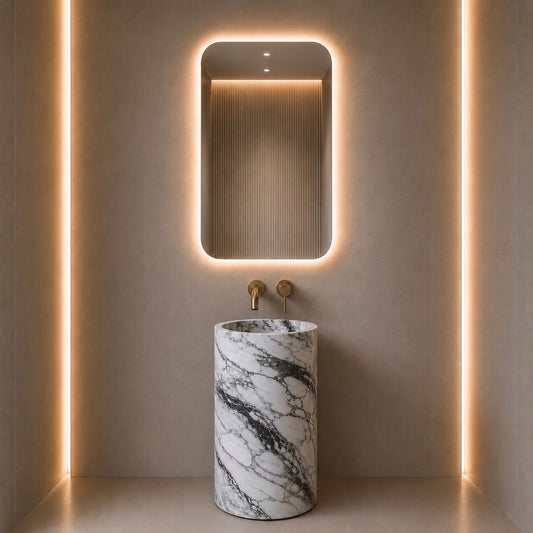 Arabescato Corchia Marble Pedestal
