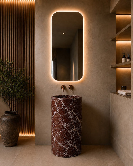 Rosso Levanto Marble Pedestal, product view 1