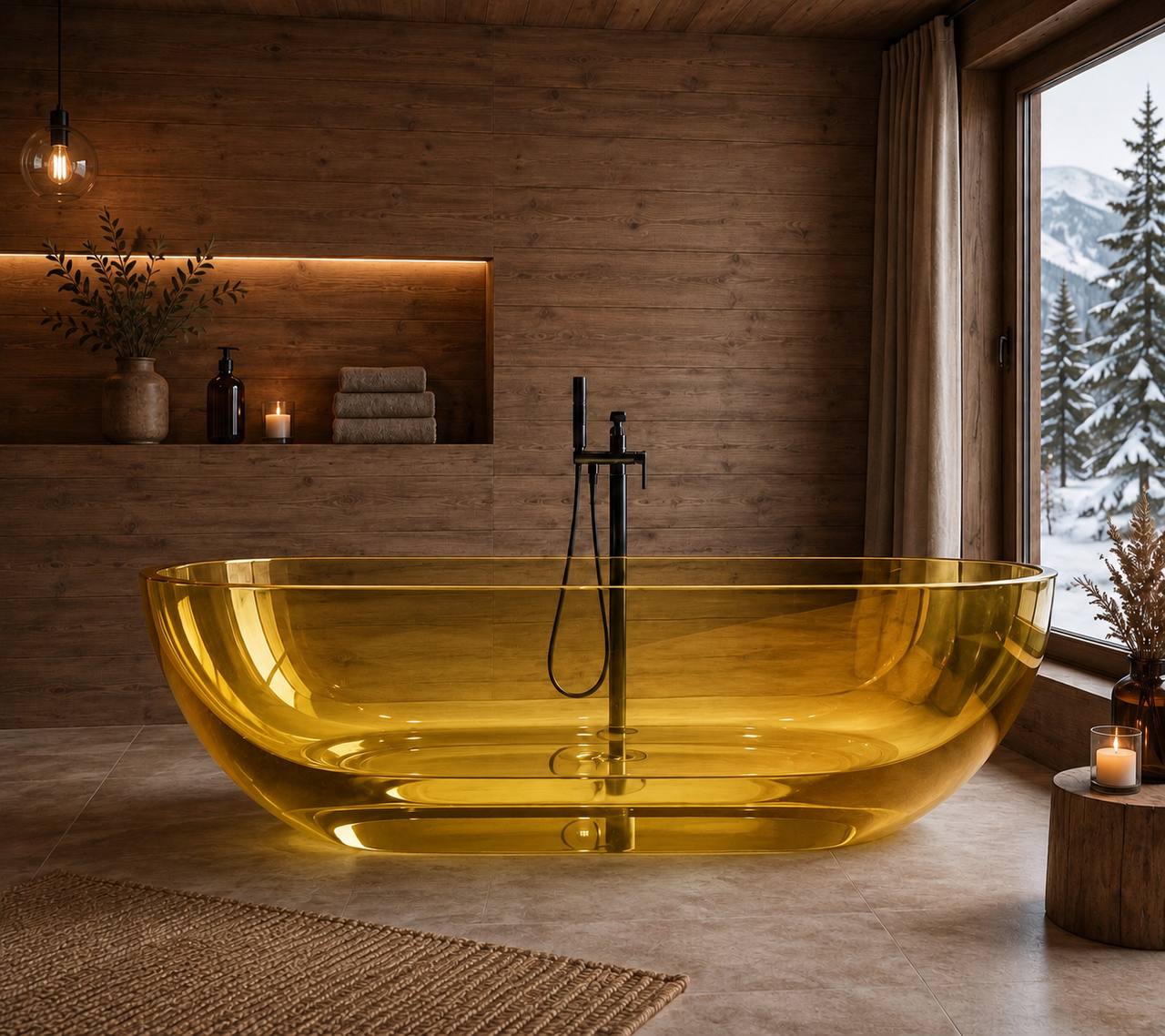 Transparent Resin Freestanding Bath | Luxury Stone Bath