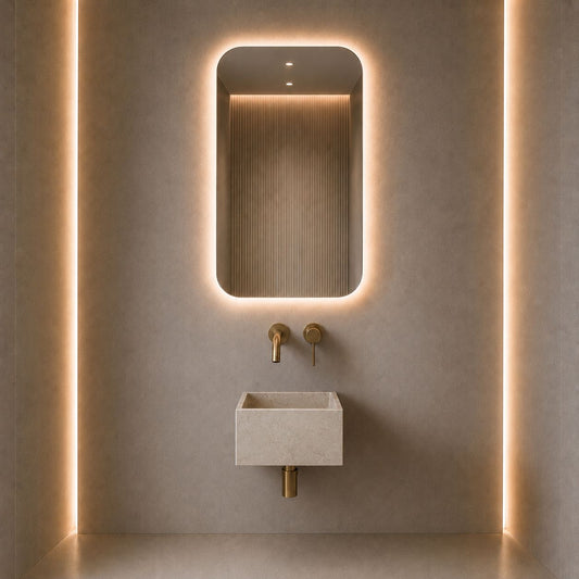 Crema Marfil Wall Mounted Marble Basin, product view 1