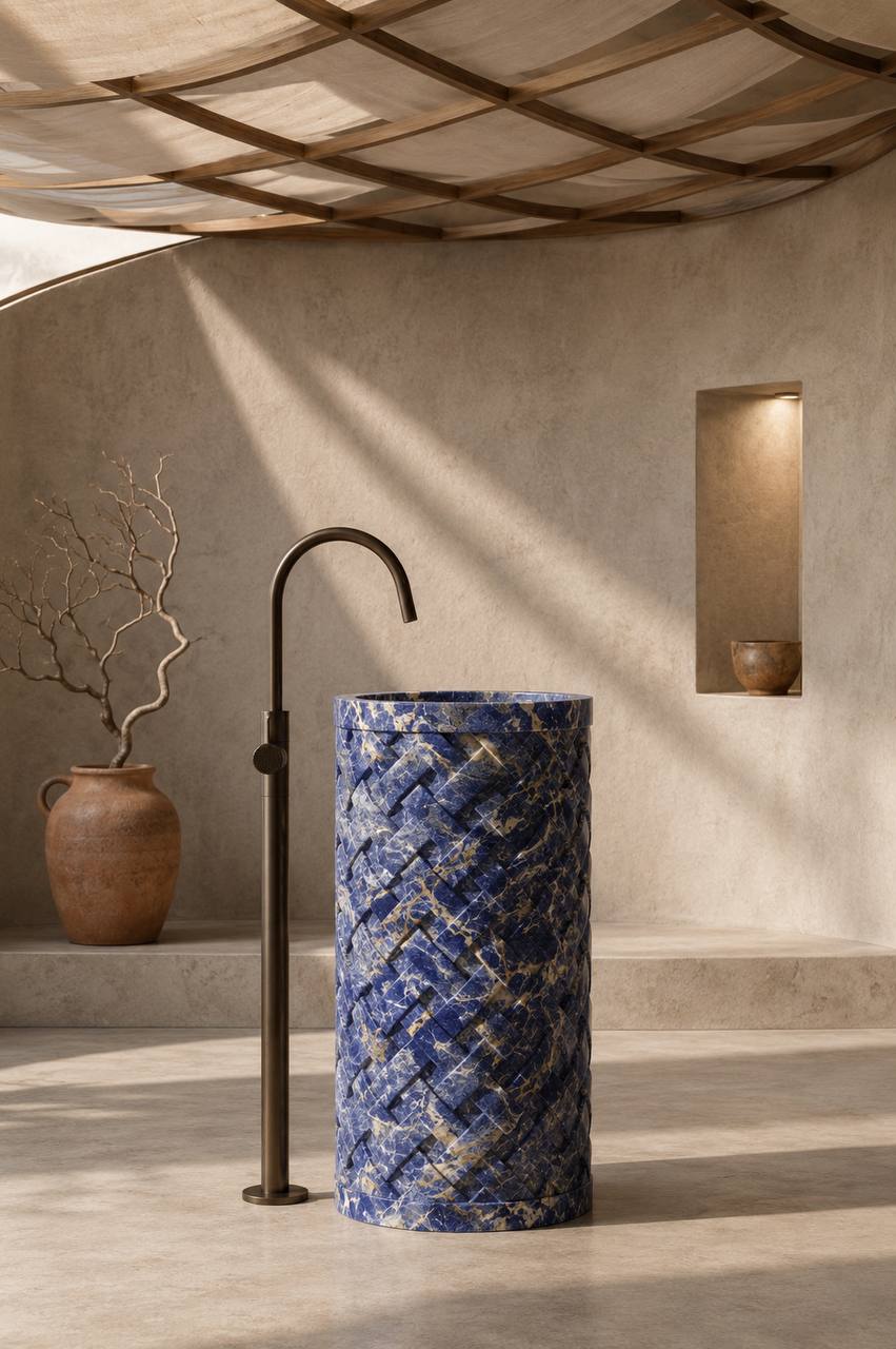 Bolivian blue basin pedestal 