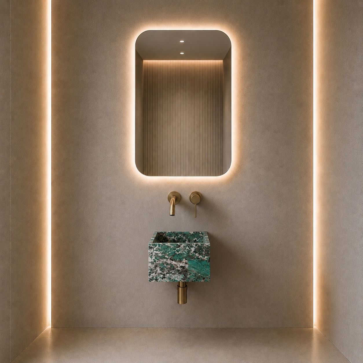Amazonia Green Wall Mounted Marble Basin